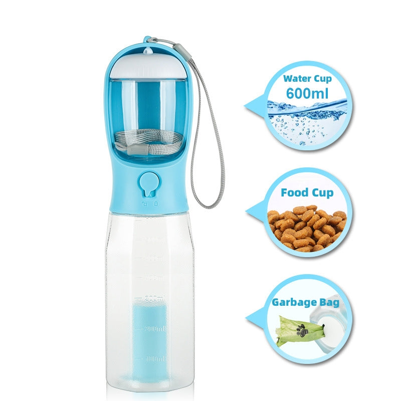 Pet Portable Water Bottle with Food And Dispossable Bag Storage*