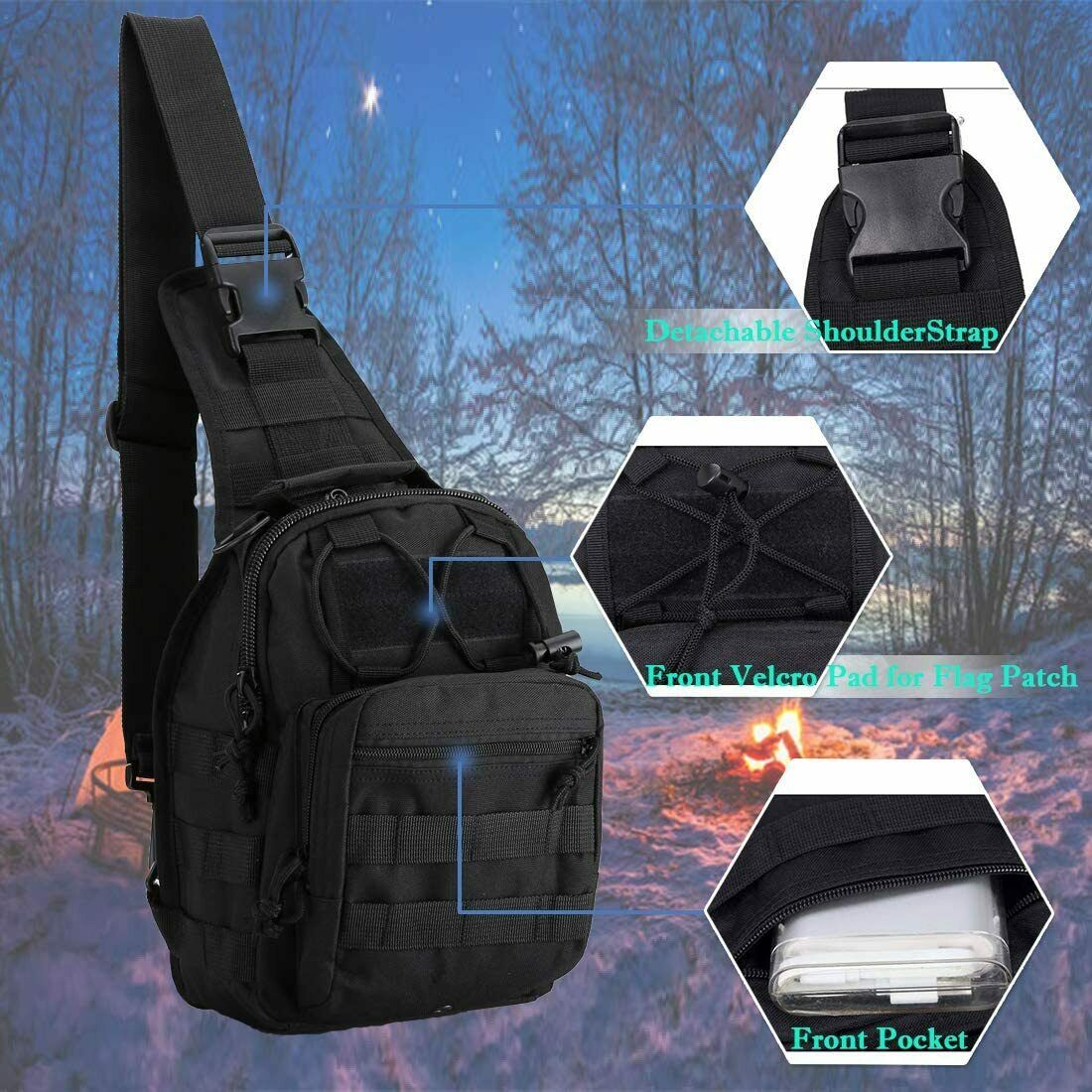 ShadowGuard: Black Molle Day Pack for Men